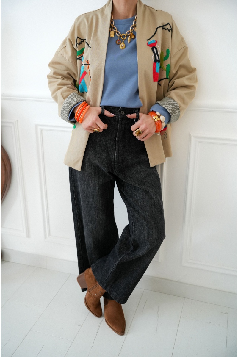 banditas  NOIR PANTALONS TOILE FEMME