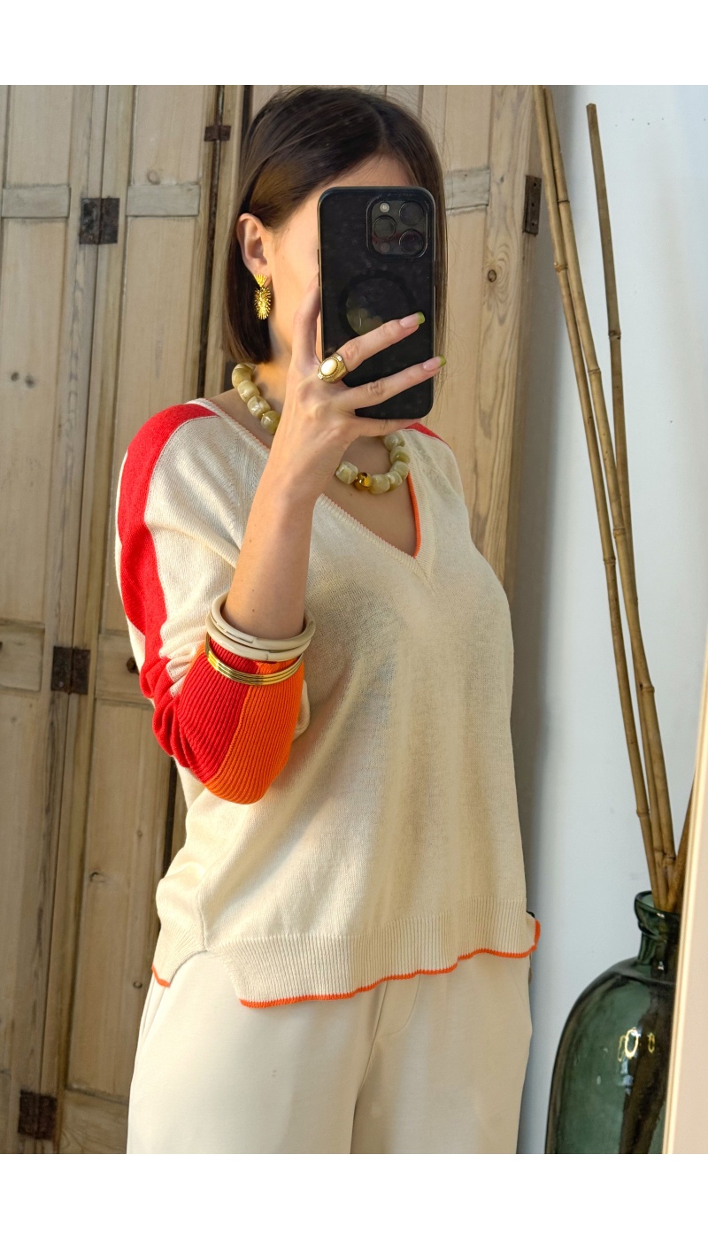 Pull Banditas Orange FEMME - Pulls élégants pour femmes