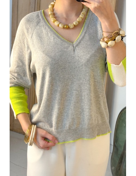 Pull gris doux banditas