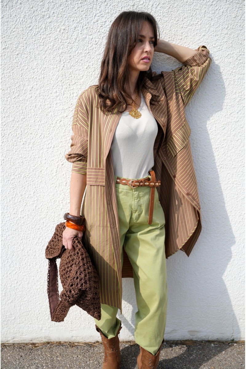 Robe Rayée Marron CELIA