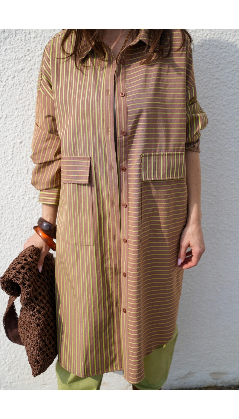 Robe Rayée Marron CELIA