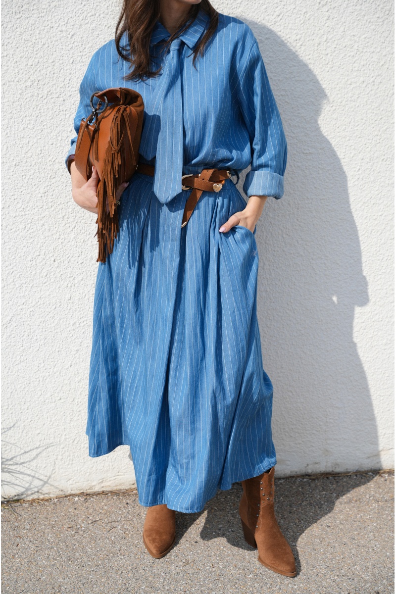 Jupe Rayée Longue Denim OMAHA 2