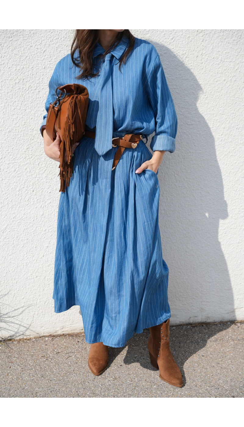 Jupe Rayée Longue Denim OMAHA