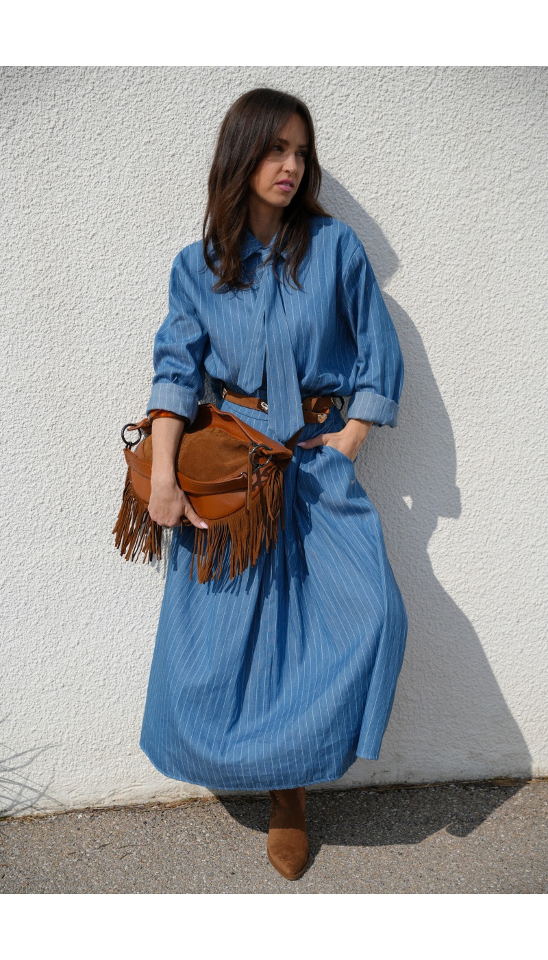 Jupe Rayée Longue Denim OMAHA