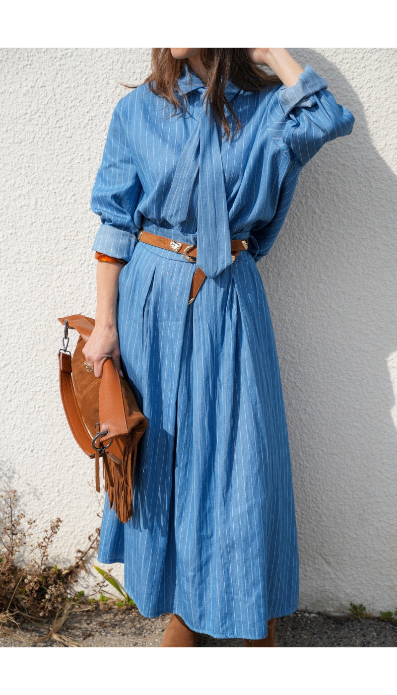 Jupe Rayée Longue Denim OMAHA