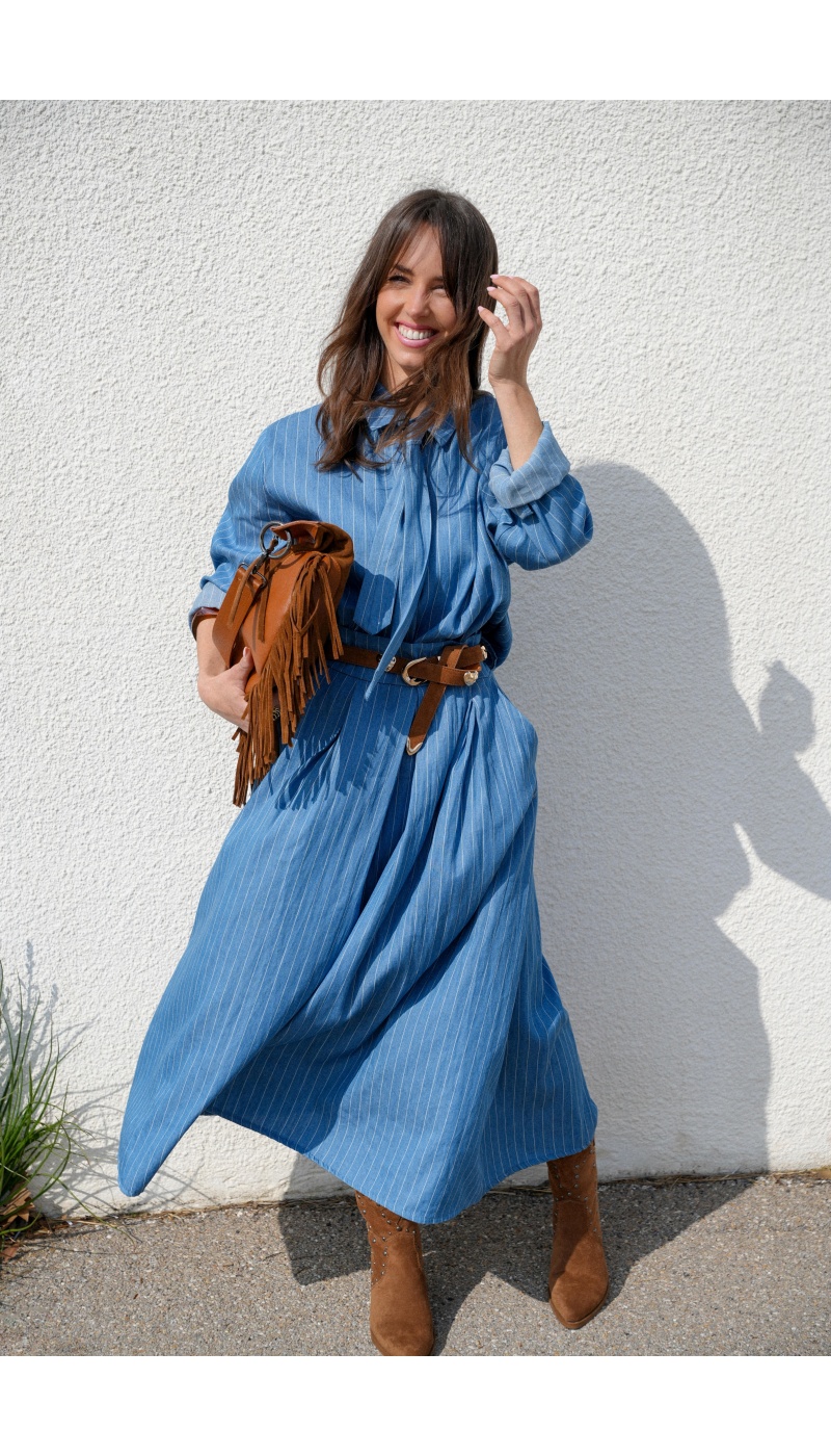 Jupe Rayée Longue Denim OMAHA