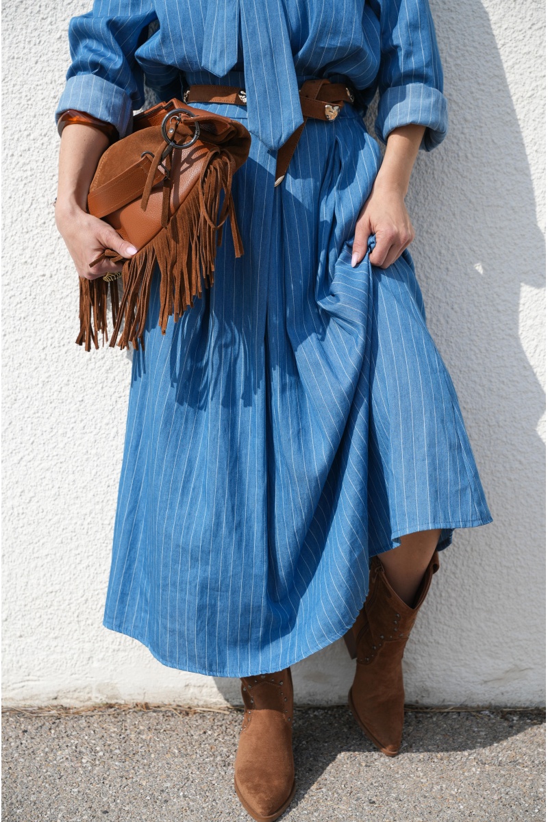 Jupe Rayée Longue Denim OMAHA