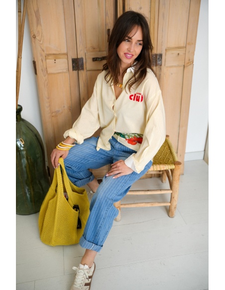 jean rayé bleu clair