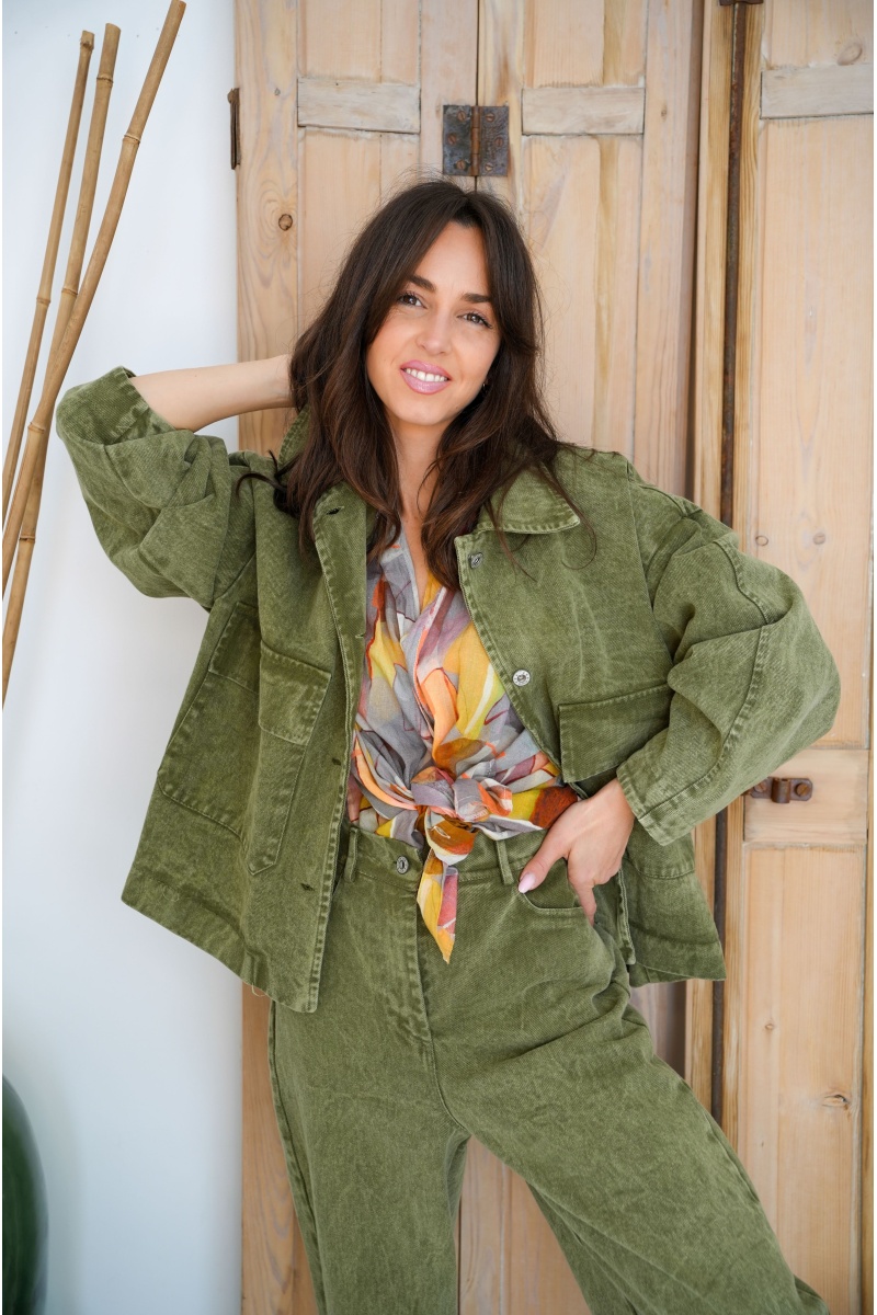 Veste en jean kaki femme – Banditas From Marseille
