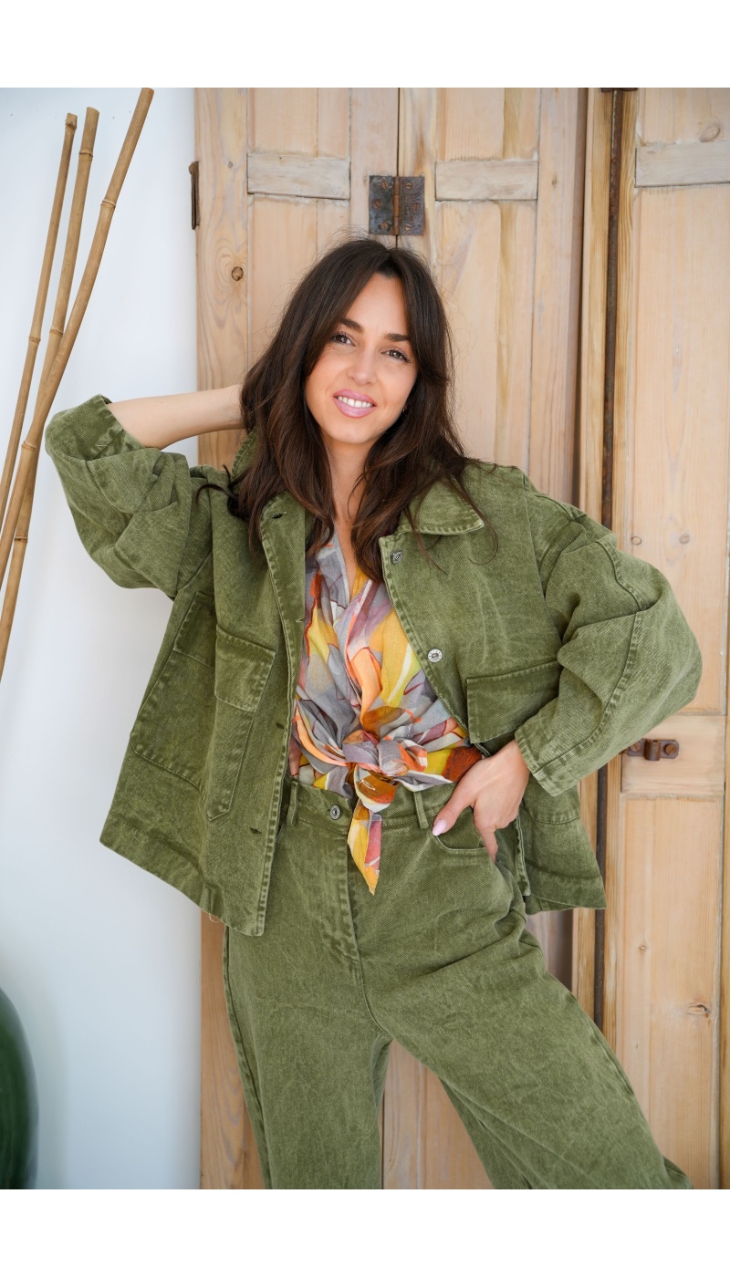 Veste en jean kaki femme – Banditas From Marseille