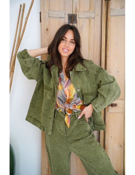 Veste en jean kaki femme – Banditas From Marseille