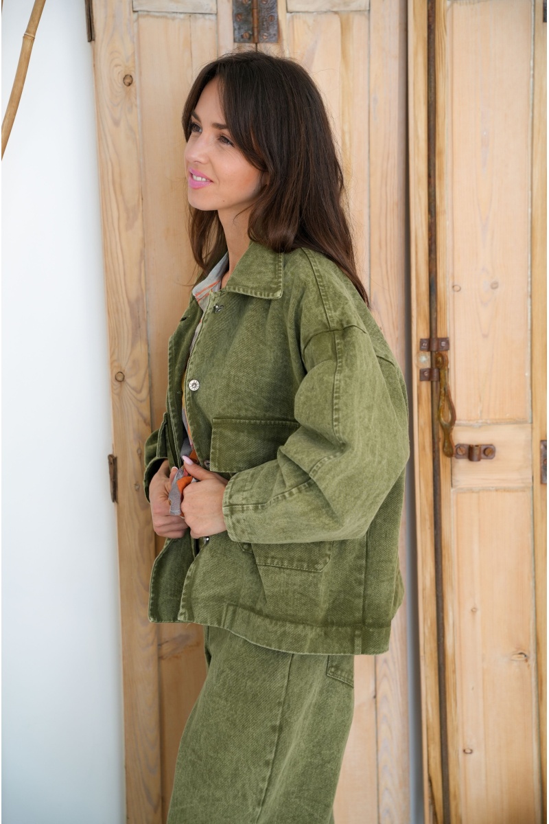 Veste en jean kaki femme – Banditas From Marseille 2