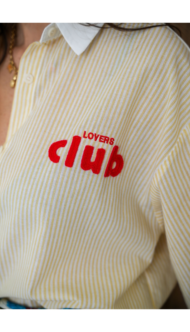 Chemise rayée jaune et blanche femme – Coffee Lovers Club