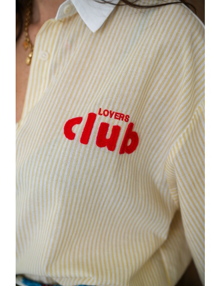 Chemise rayée jaune et blanche femme – Coffee Lovers Club