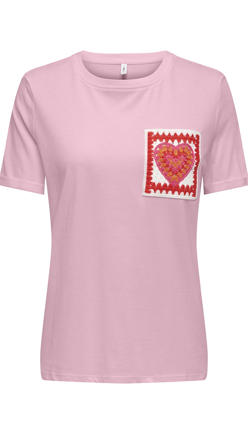 T-shirt Coeur Romance Rose ONLUMA
