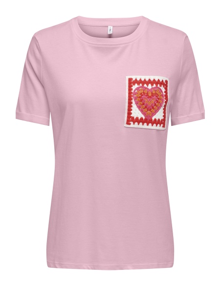 T-shirt Coeur Romance Rose ONLUMA