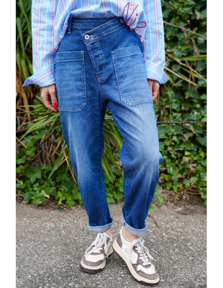 Jean Baggy Asymétrique Please Céleste P242BQ2E