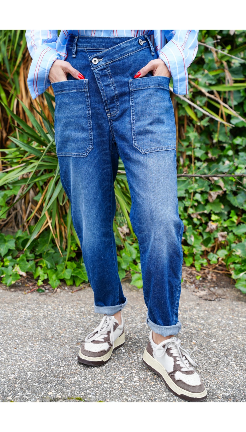 Jean Baggy Asymétrique Please Céleste P242BQ2E