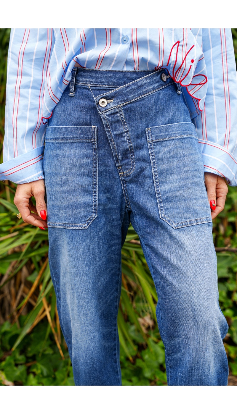 Jean Baggy Asymétrique Please Céleste P242BQ2E