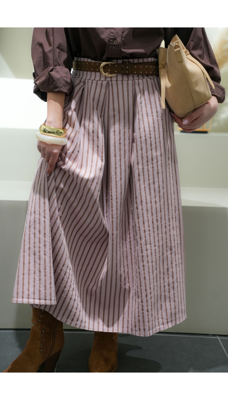 Jupe longue femme rayée rose MAYA  – Élégante et confortable