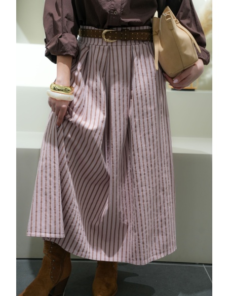 Jupe longue femme rayée rose MAYA  – Élégante et confortable