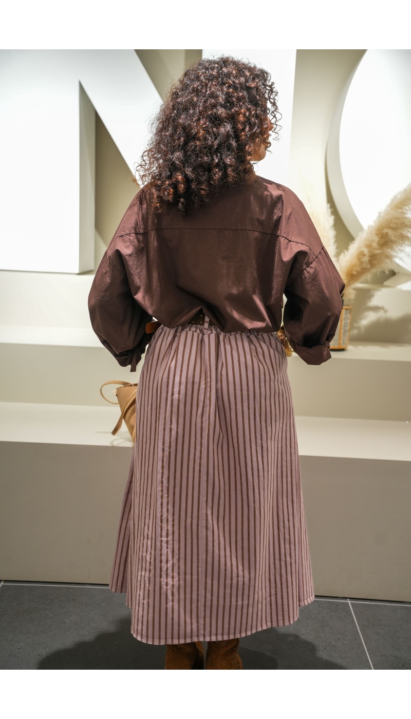 Jupe longue femme rayée rose MAYA  – Élégante et confortable