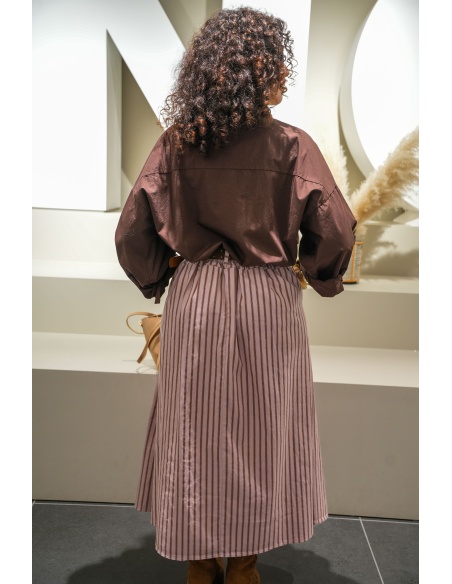 Jupe longue femme rayée rose MAYA  – Élégante et confortable