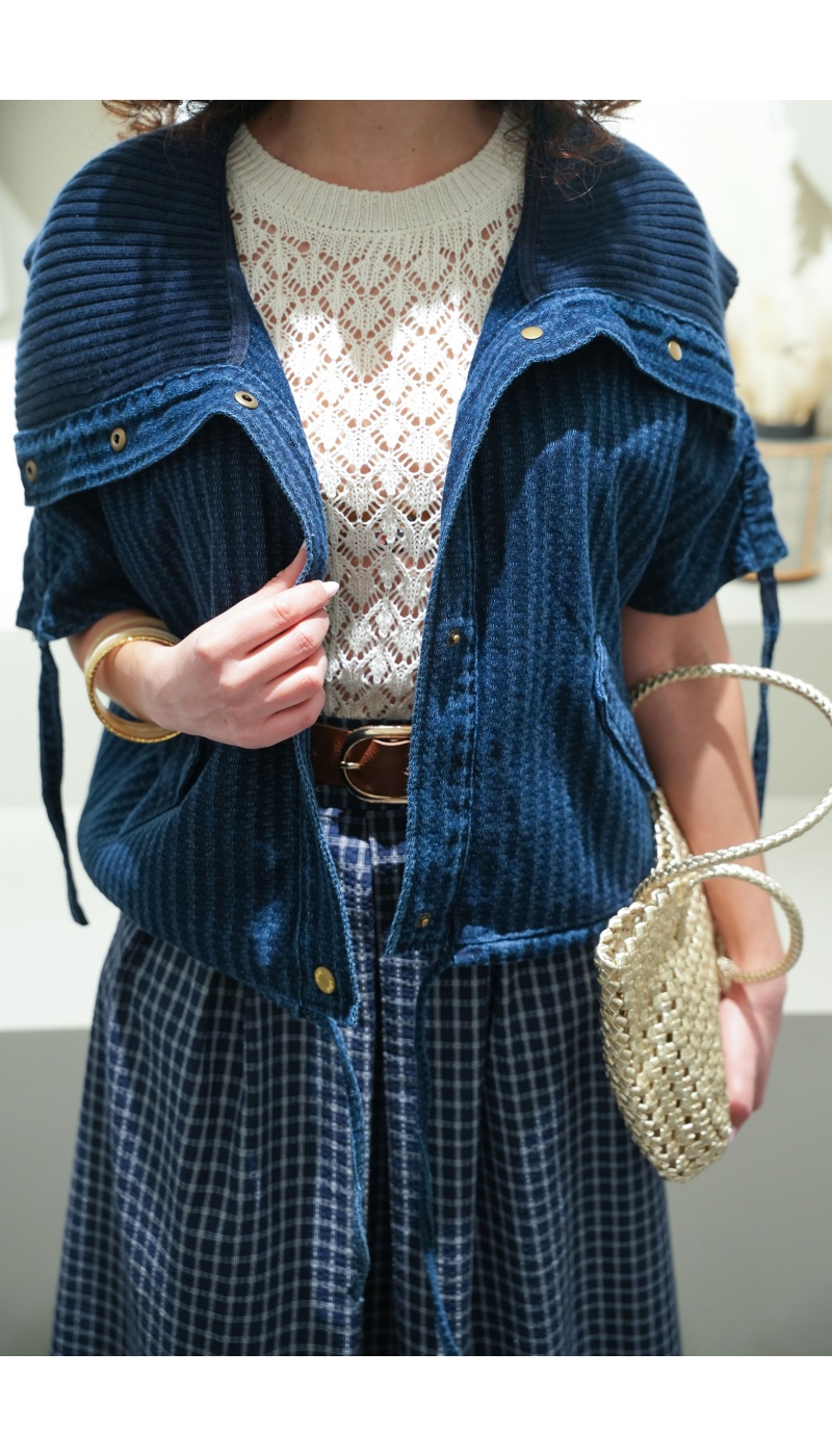 DE FIL EN AIGUILLE  MARINE GILET FEMME