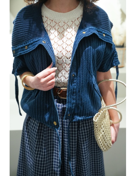 DE FIL EN AIGUILLE  MARINE GILET FEMME