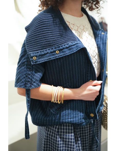 DE FIL EN AIGUILLE  MARINE GILET FEMME