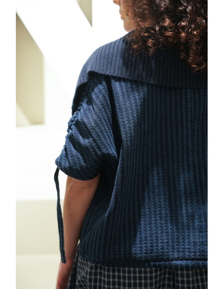 DE FIL EN AIGUILLE  MARINE GILET FEMME