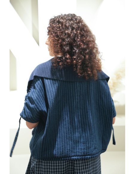 DE FIL EN AIGUILLE  MARINE GILET FEMME