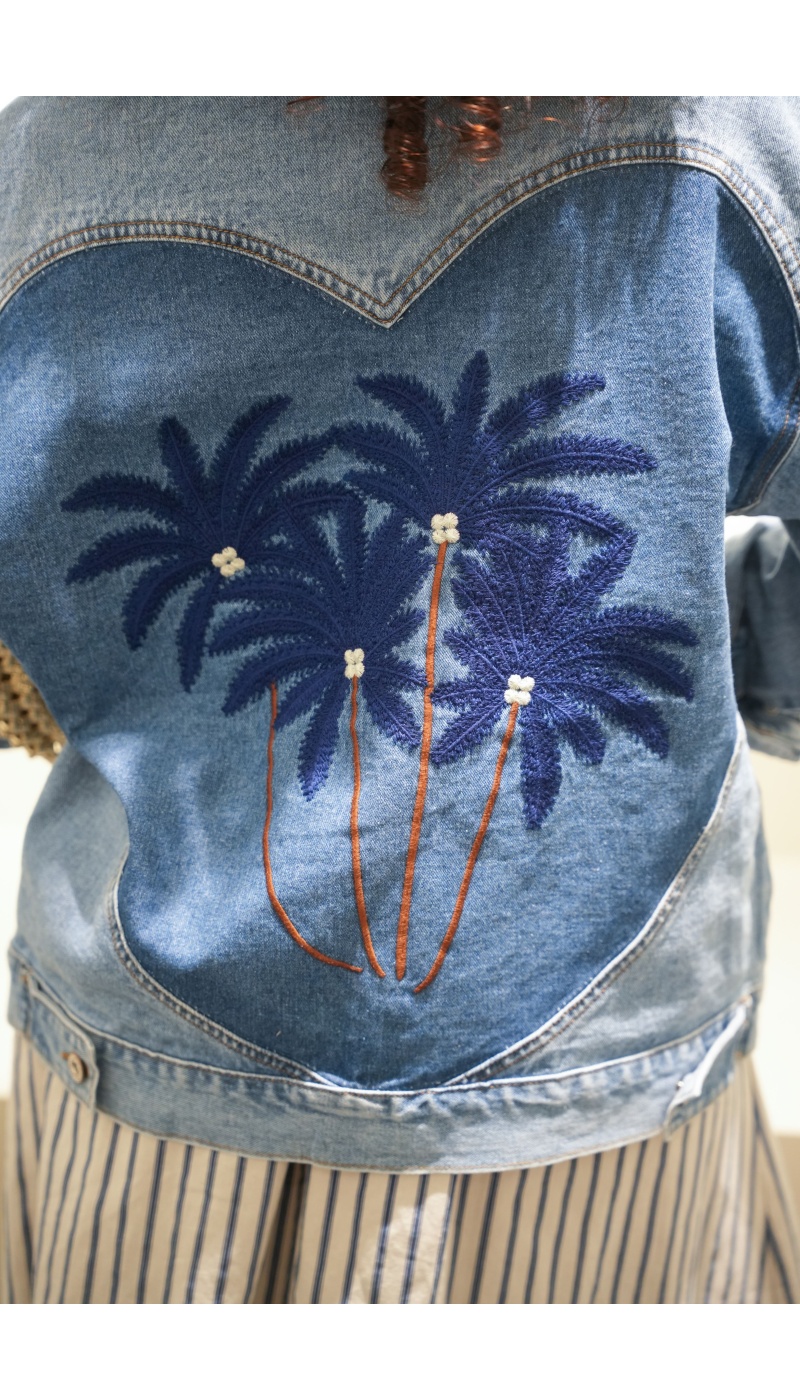 Veste en jean bleu clair femme NELLO – palmier, coupe droite ample