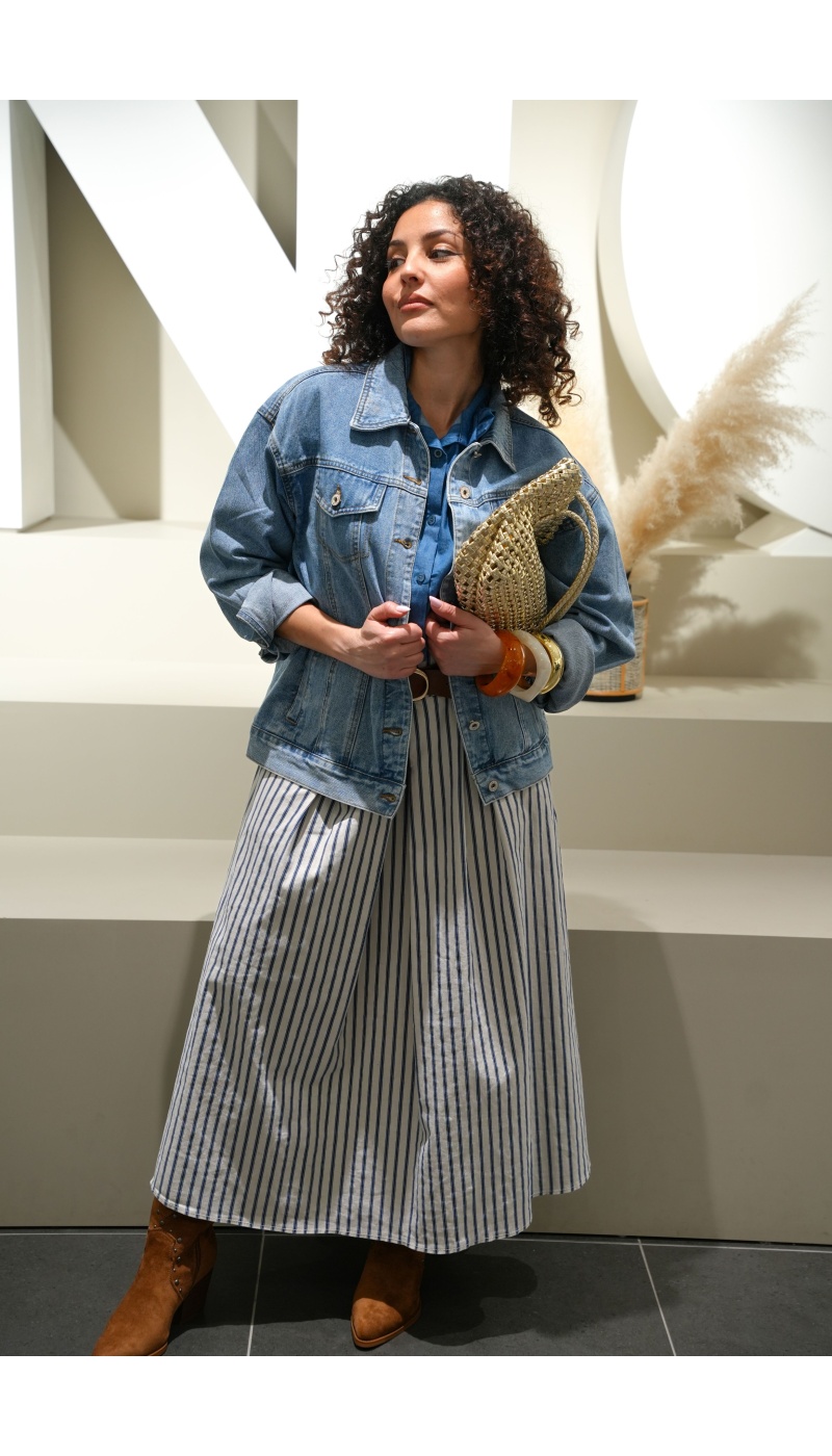 Veste en jean bleu clair femme NELLO – palmier, coupe droite ample