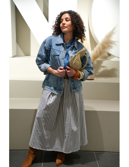 Veste en jean bleu clair femme NELLO – palmier, coupe droite ample