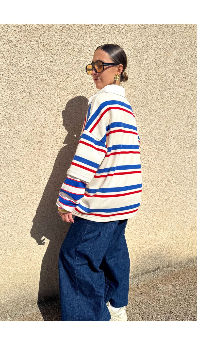 SEE YOU AGAIN SARL AROMA RAYE BLANC PULL FEMME