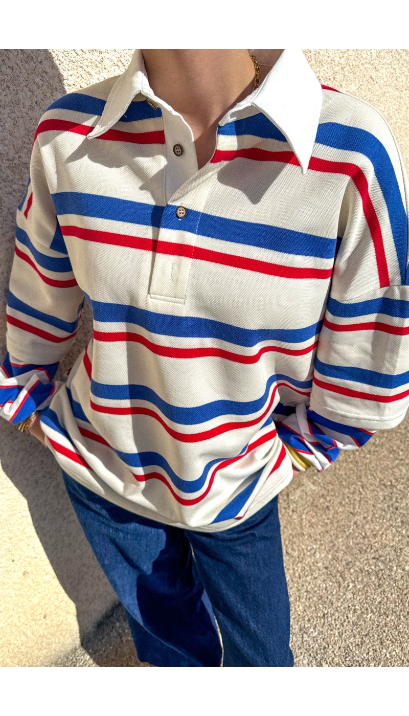 SEE YOU AGAIN SARL AROMA RAYE BLANC PULL FEMME