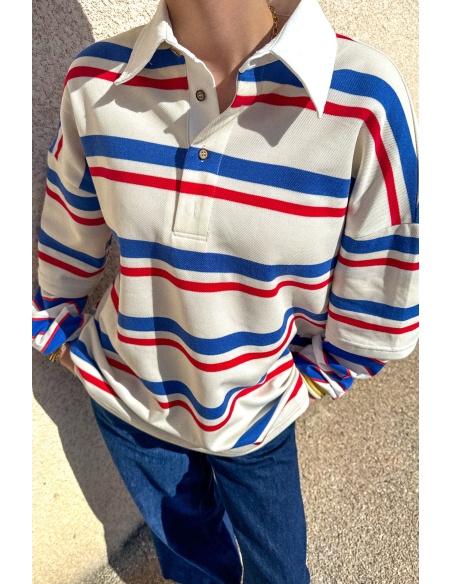 SEE YOU AGAIN SARL AROMA RAYE BLANC PULL FEMME