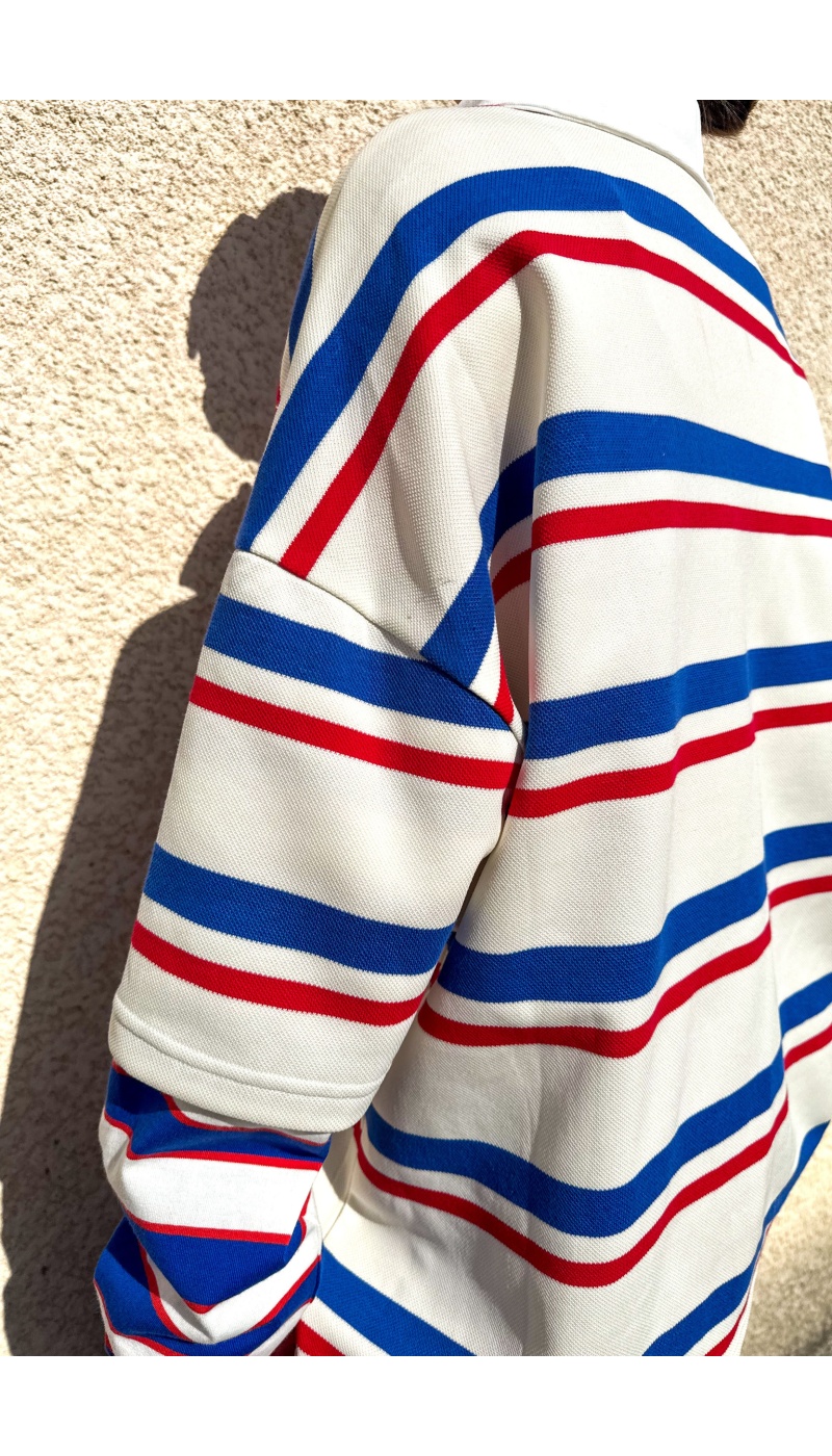 SEE YOU AGAIN SARL AROMA RAYE BLANC PULL FEMME