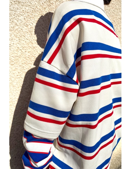 SEE YOU AGAIN SARL AROMA RAYE BLANC PULL FEMME