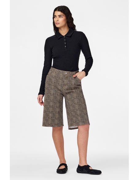 Bermudas de cuero crudo con estampado de leopardo PCSALUME PIECES - 2 | ABAJO