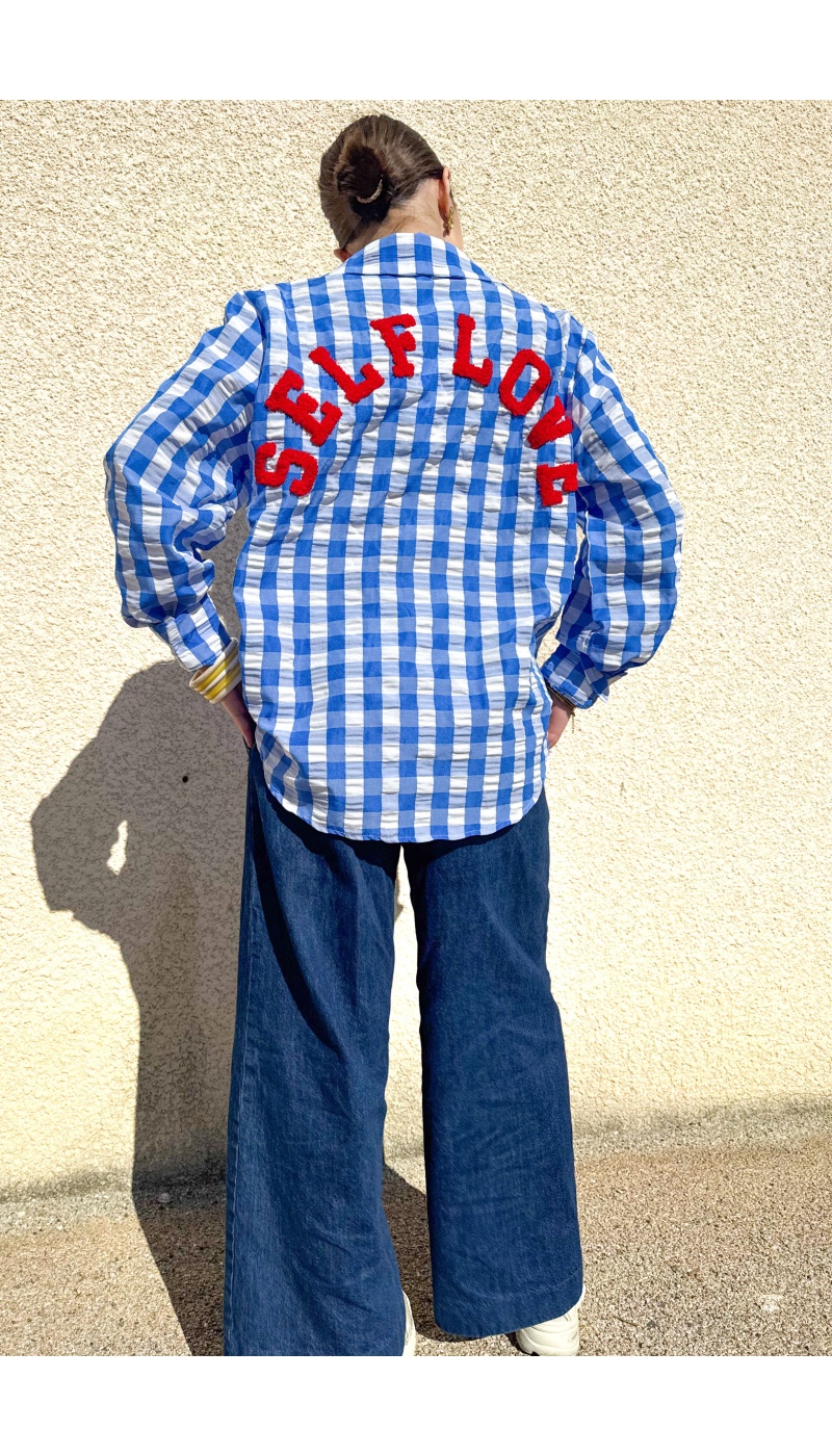 Chemisier Carreaux Self LOVE - Élégance Féminine Chic