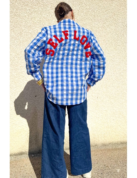 Chemisier Carreaux Self LOVE - Élégance Féminine Chic