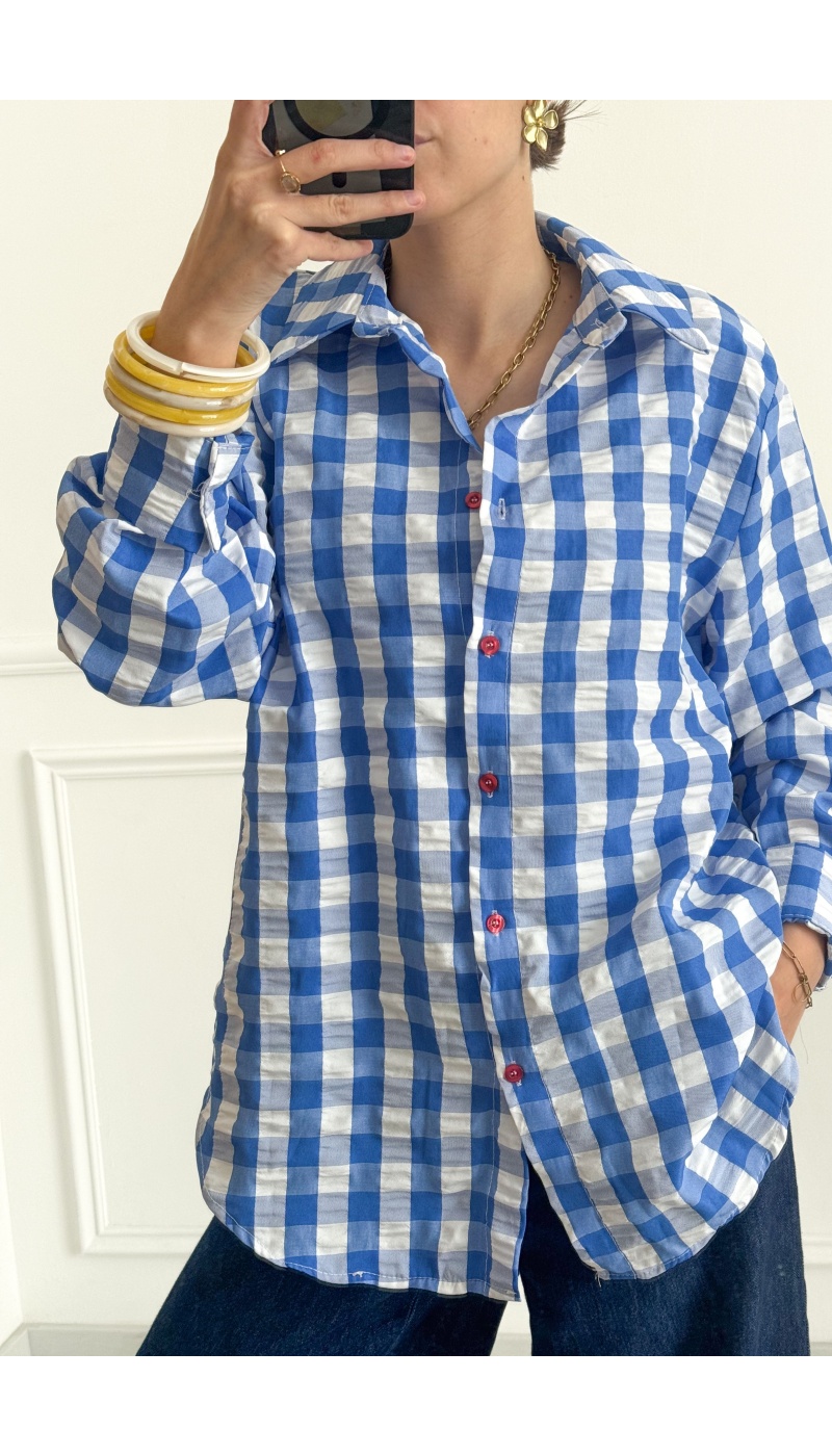 Chemisier Carreaux Self LOVE - Élégance Féminine Chic