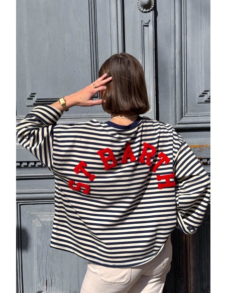 T-shirt Marinière Marine SAINT BARTH Noho - 1 | FEMMES