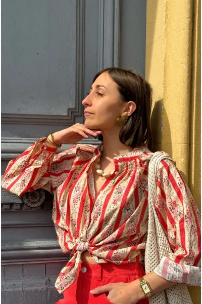 Chemisier Fleurs Corail LINDY Noho - 1 | Accueil