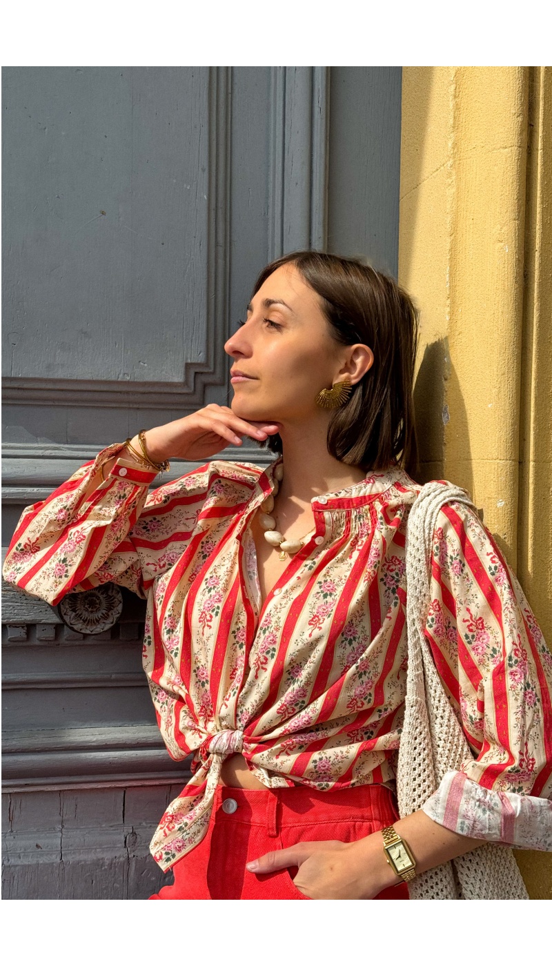 Chemisier Fleurs Corail LINDY Noho - 1 | Accueil