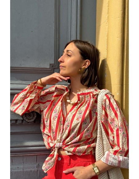 Chemisier Fleurs Corail LINDY Noho - 1 | Accueil