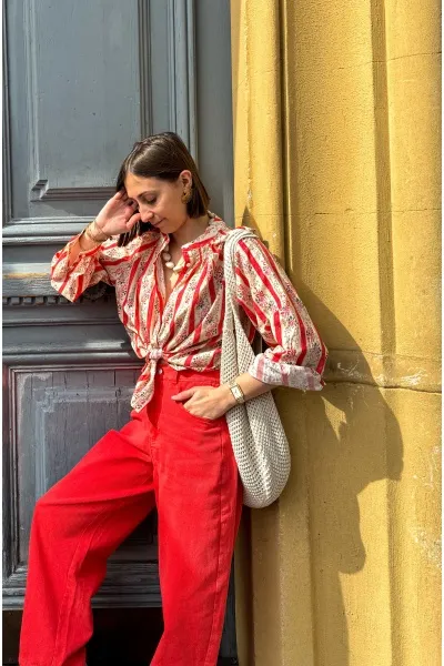 Chemisier Fleurs Corail LINDY Noho - 1 | Accueil 2