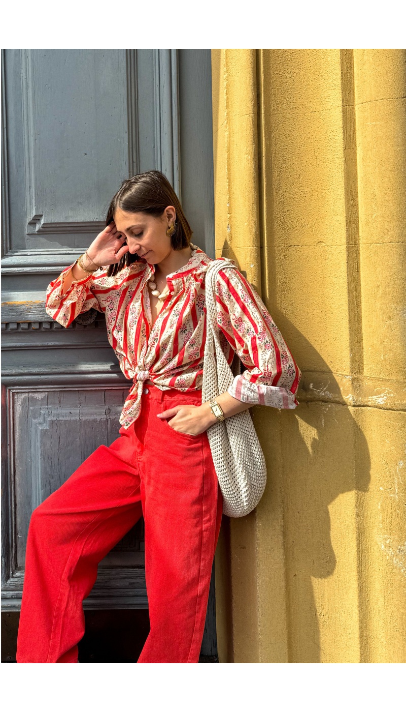 Chemisier Fleurs Corail LINDY Noho - 2 | Accueil